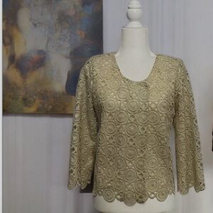 - Stella Forest Scalloped Lurex Top Lace Jacket Top Feminine